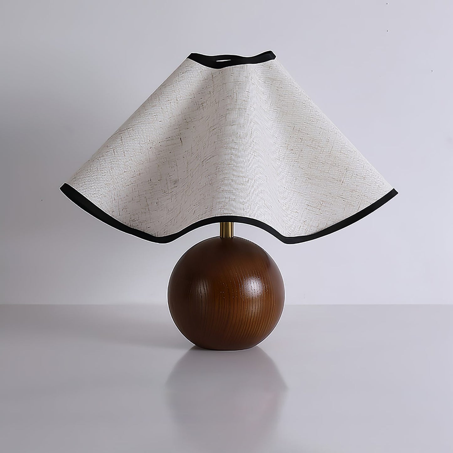 Wavecrest Table Lamp | Wooden Base & Fabric Shade | Walnut Color