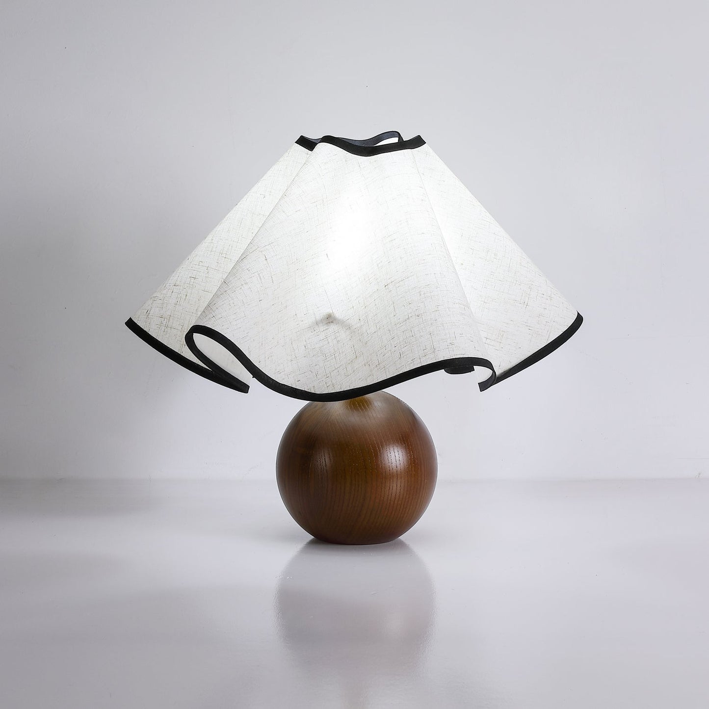 Wavecrest Table Lamp | Wooden Base & Fabric Shade | Walnut Color
