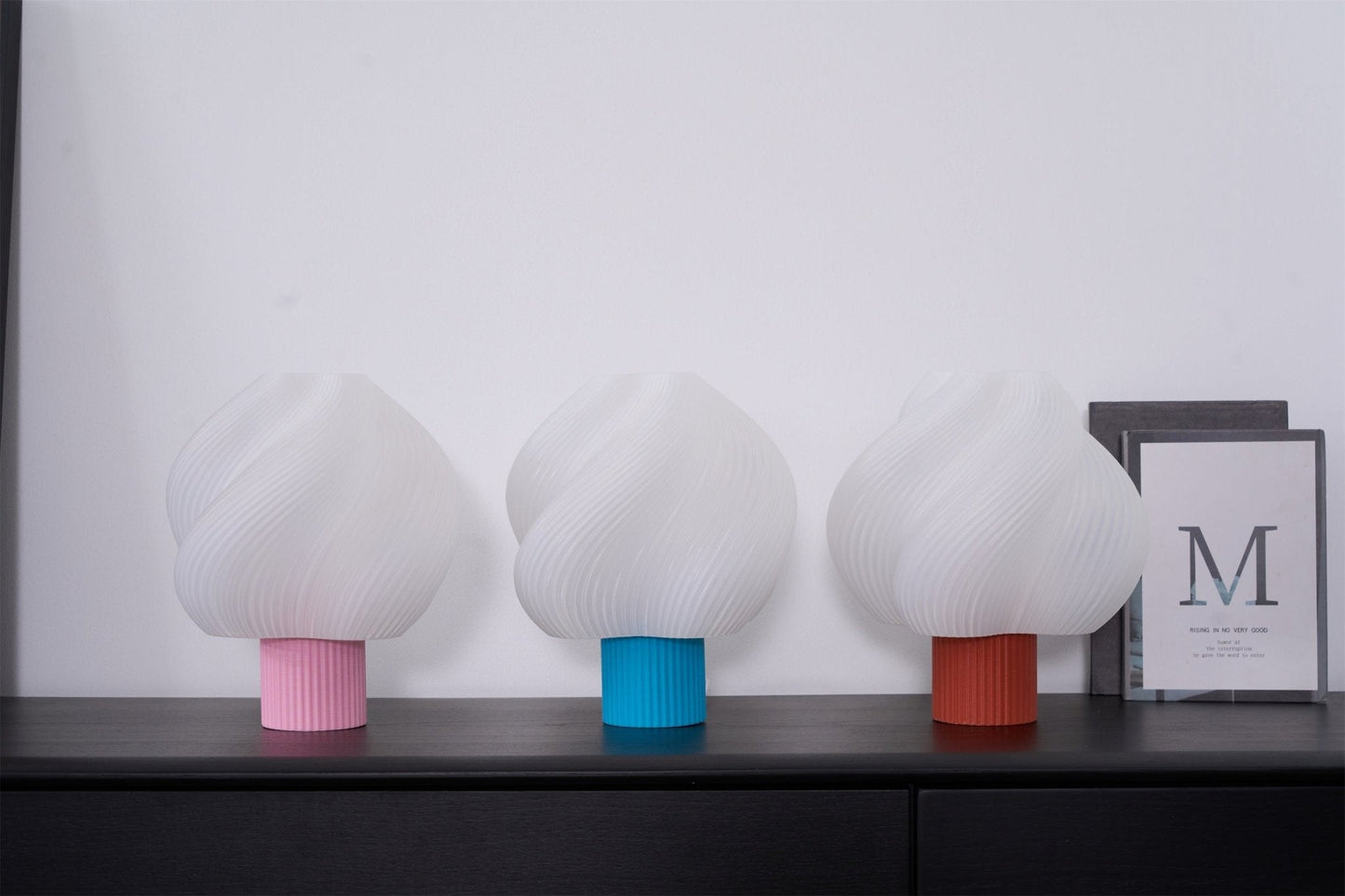 Whirl Pop Table Lamp | Frosted Swirl Shade | Pink, Red, Blue