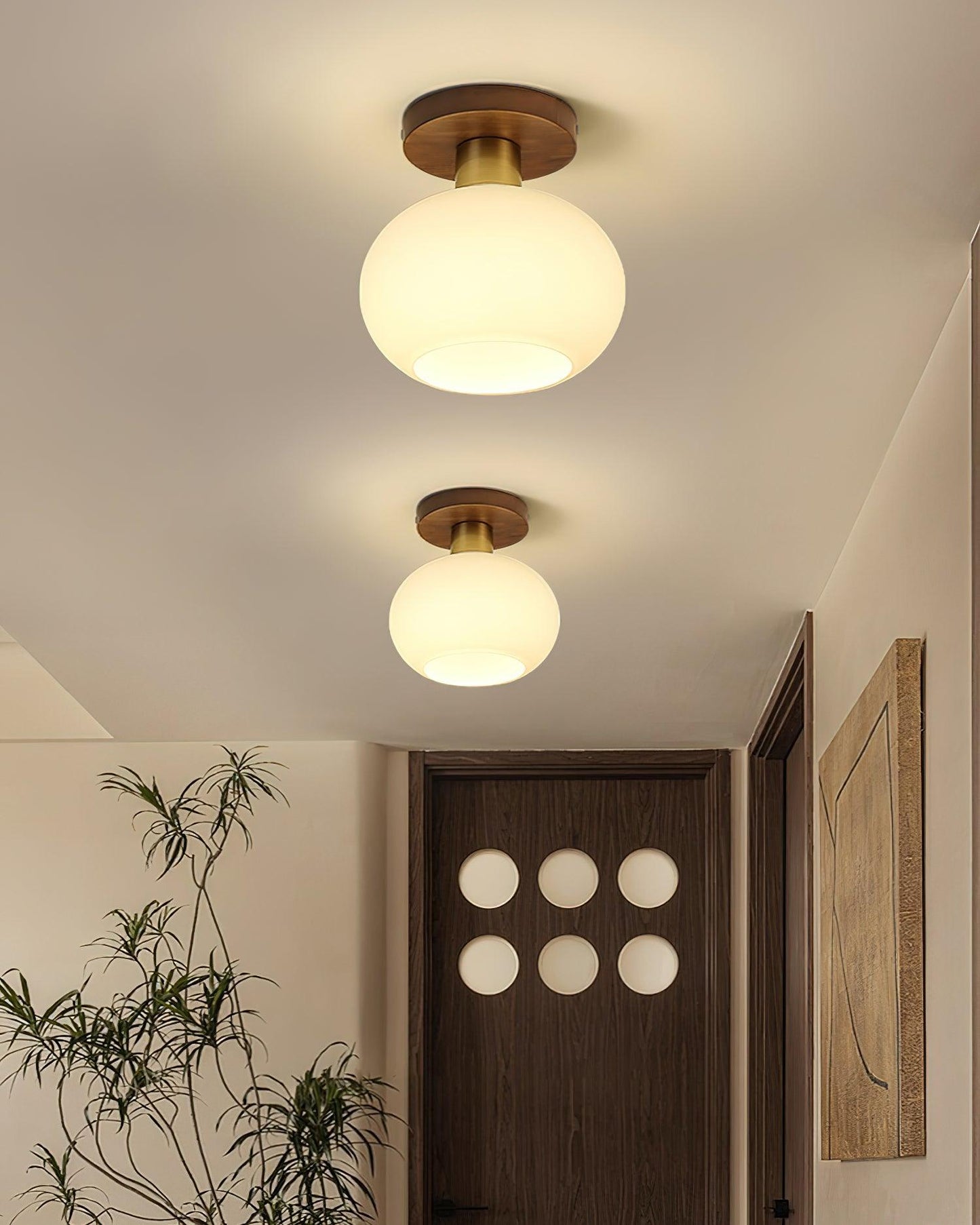 Shell Ceiling Lamp | Black Walnut & Copper | 18cm Diameter