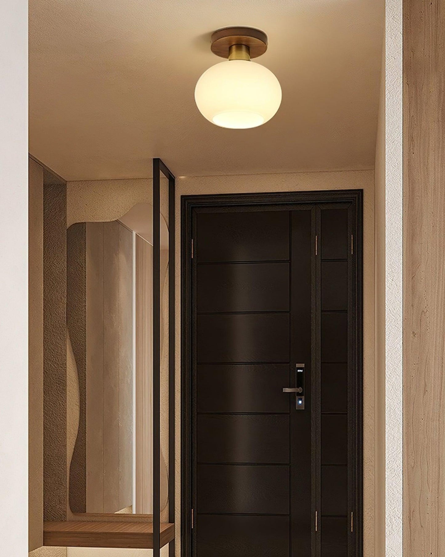Shell Ceiling Lamp | Black Walnut & Copper | 18cm Diameter