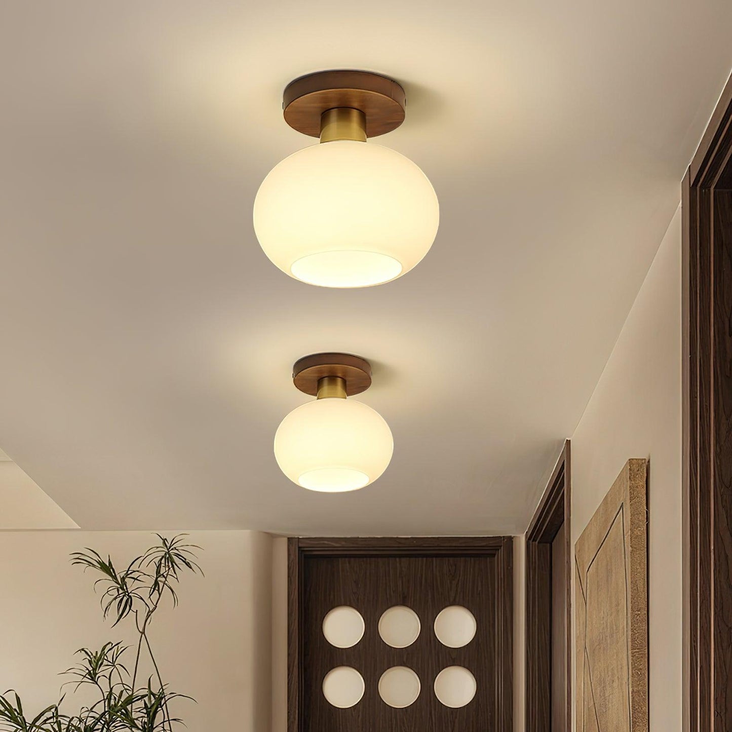Shell Ceiling Lamp | Black Walnut & Copper | 18cm Diameter
