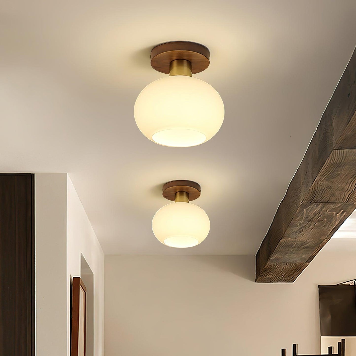 Shell Ceiling Lamp | Black Walnut & Copper | 18cm Diameter