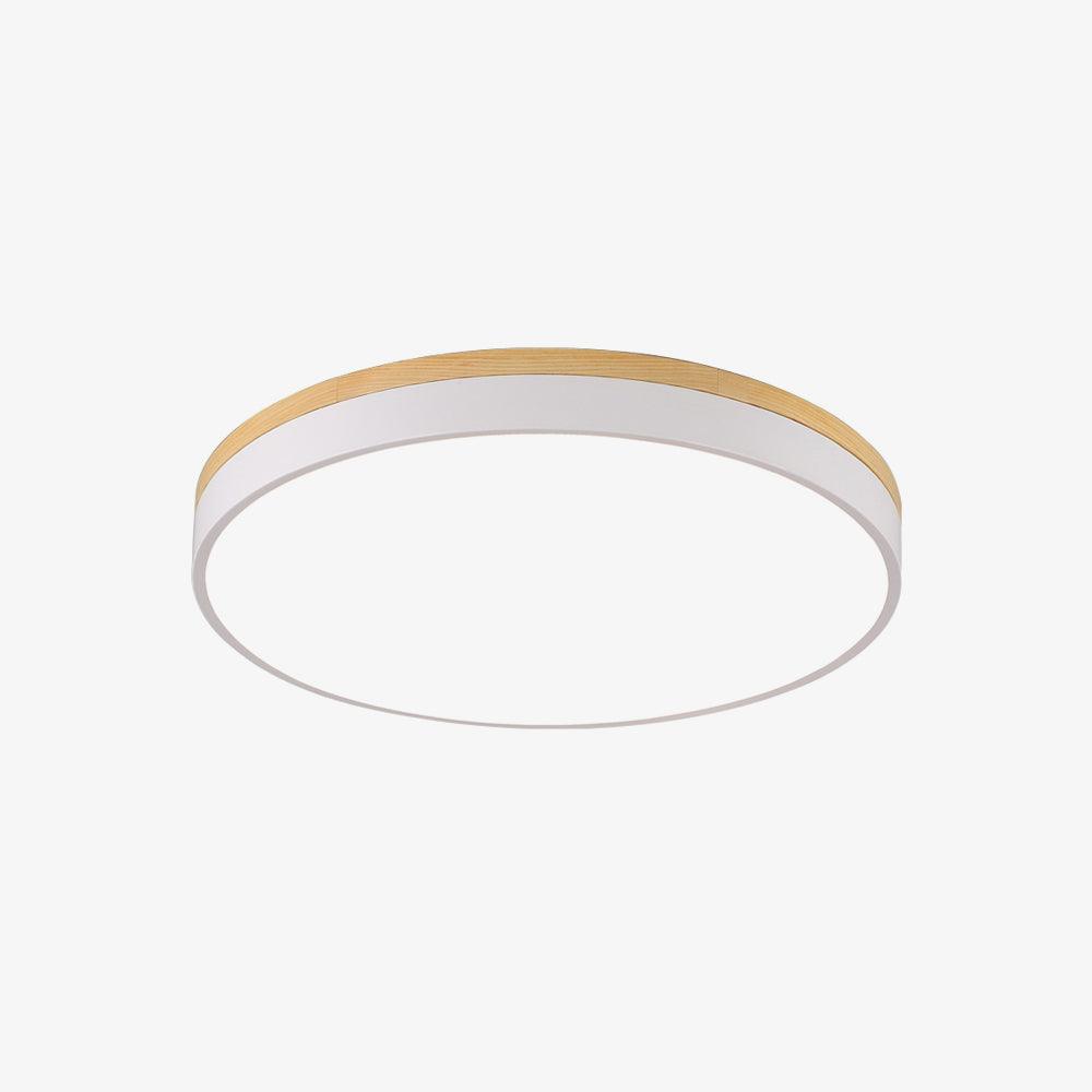 White Round Wooden Ceiling Lamp | Built-in LED | 30cm, 40cm, 50cm Options