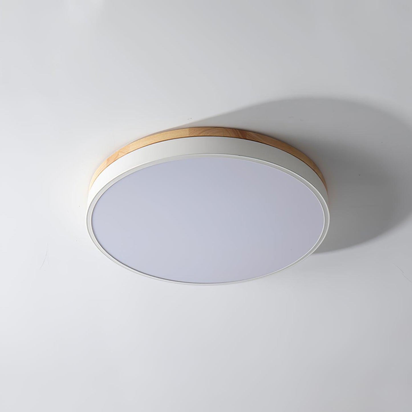 White Round Wooden Ceiling Lamp | Built-in LED | 30cm, 40cm, 50cm Options