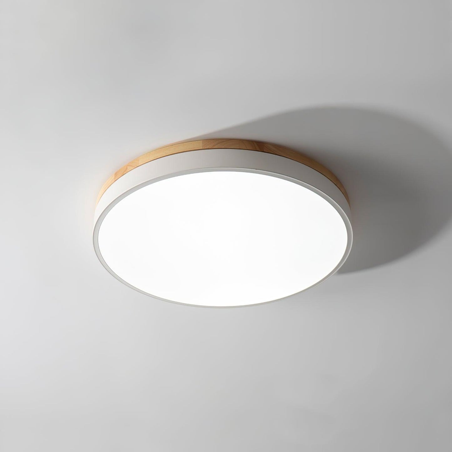 White Round Wooden Ceiling Lamp | Built-in LED | 30cm, 40cm, 50cm Options