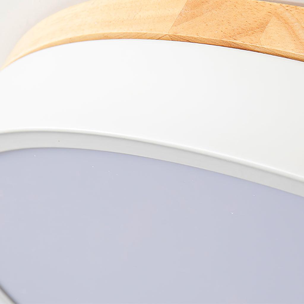 White Round Wooden Ceiling Lamp | Built-in LED | 30cm, 40cm, 50cm Options