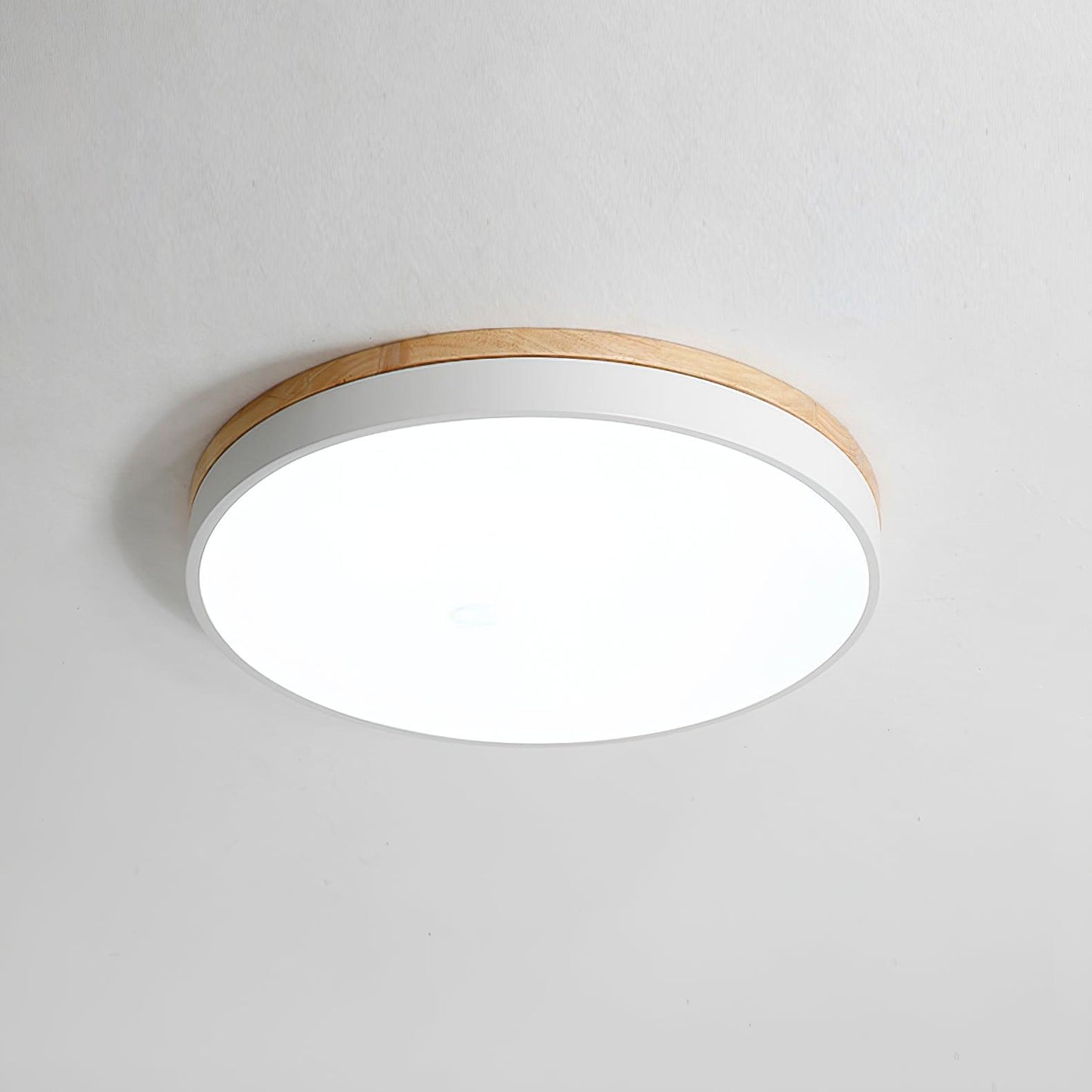 White Round Wooden Ceiling Lamp | Built-in LED | 30cm, 40cm, 50cm Options