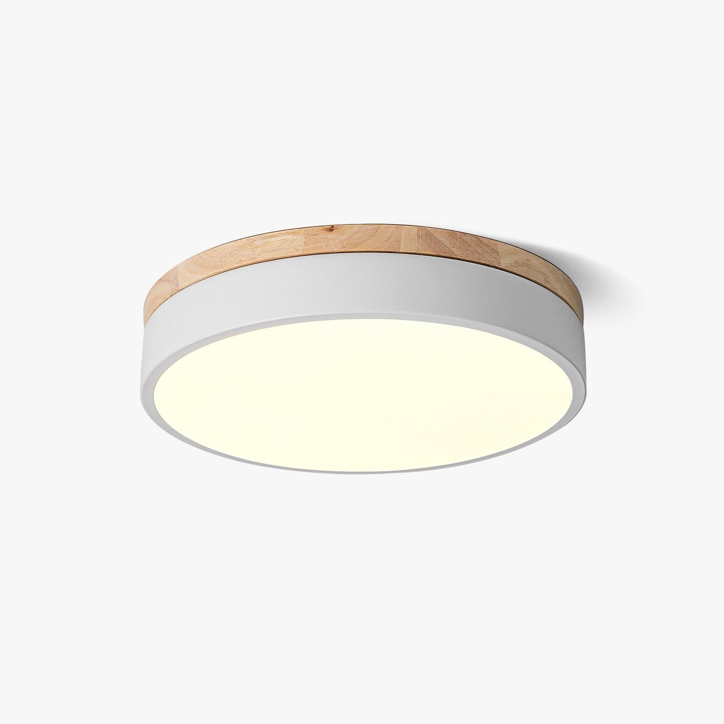 White Round Wooden Ceiling Lamp | Built-in LED | 30cm, 40cm, 50cm Options