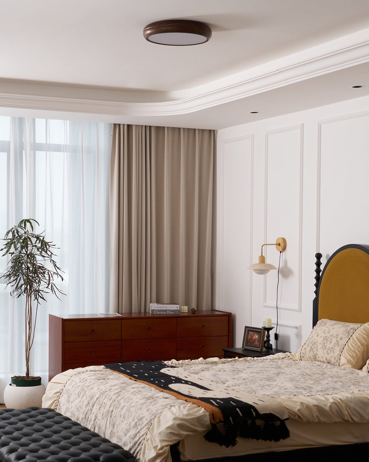 Wood Grain Ceiling Lamp | Nordic Acrylic & Metal | Multiple Sizes Available