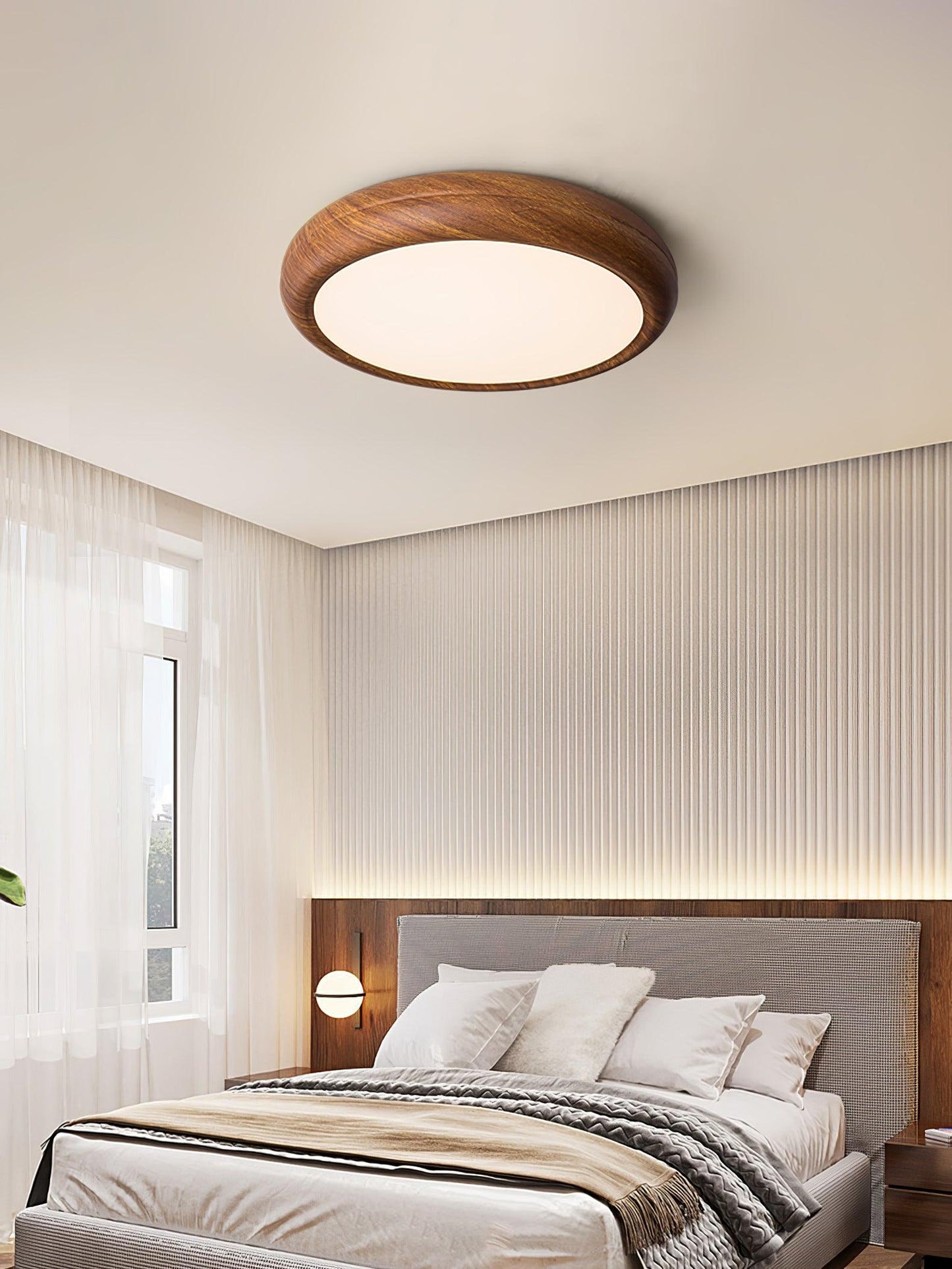 Wood Grain Ceiling Lamp | Nordic Acrylic & Metal | Multiple Sizes Available