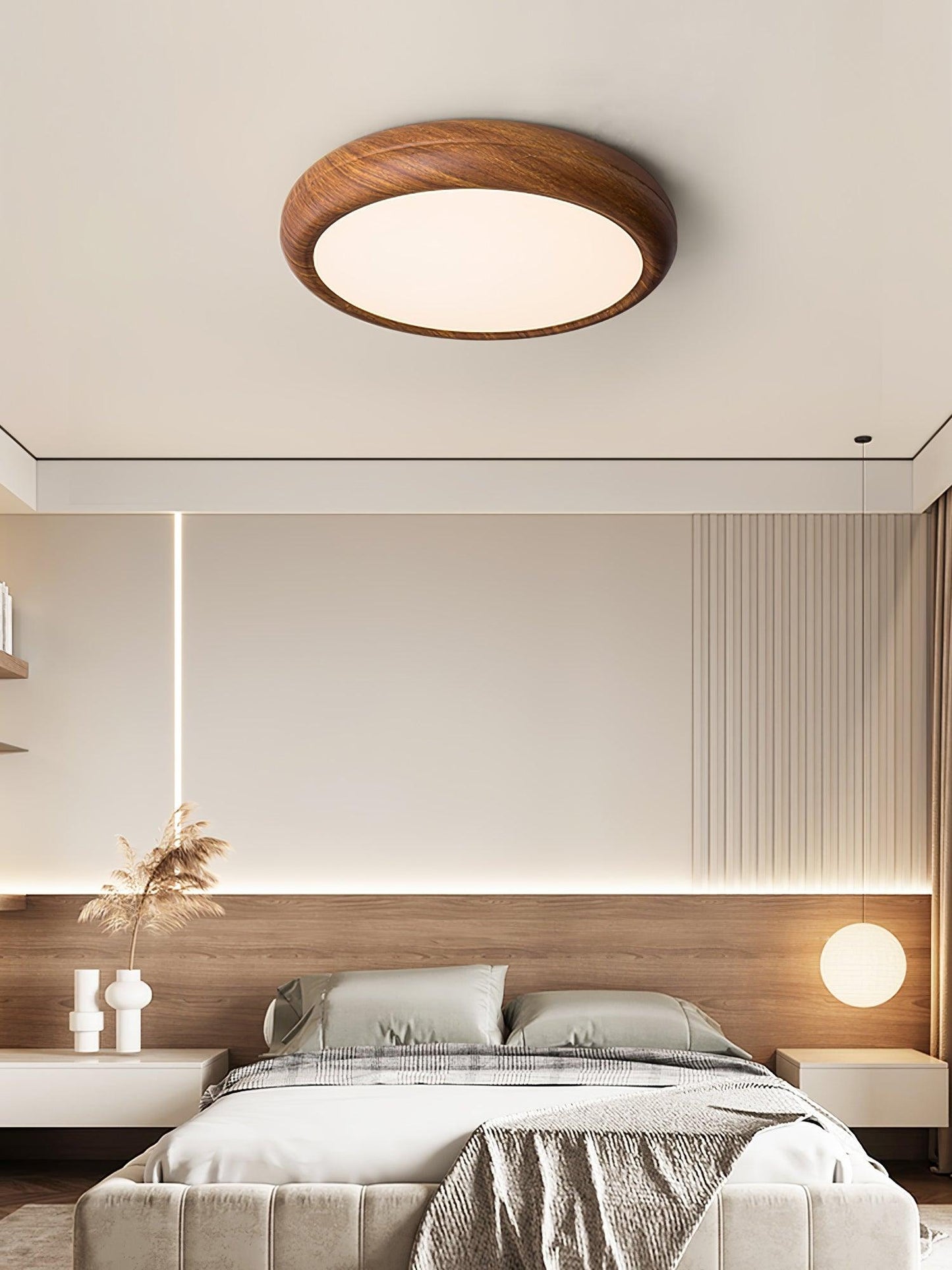 Wood Grain Ceiling Lamp | Nordic Acrylic & Metal | Multiple Sizes Available