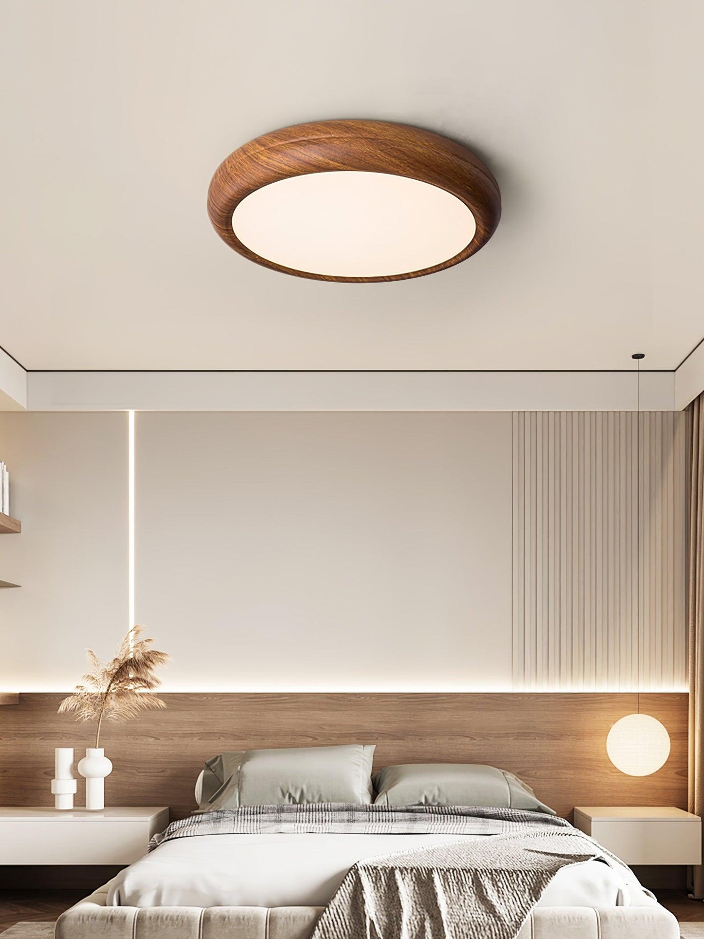 Wood Grain Ceiling Lamp | Nordic Acrylic & Metal | Multiple Sizes Available