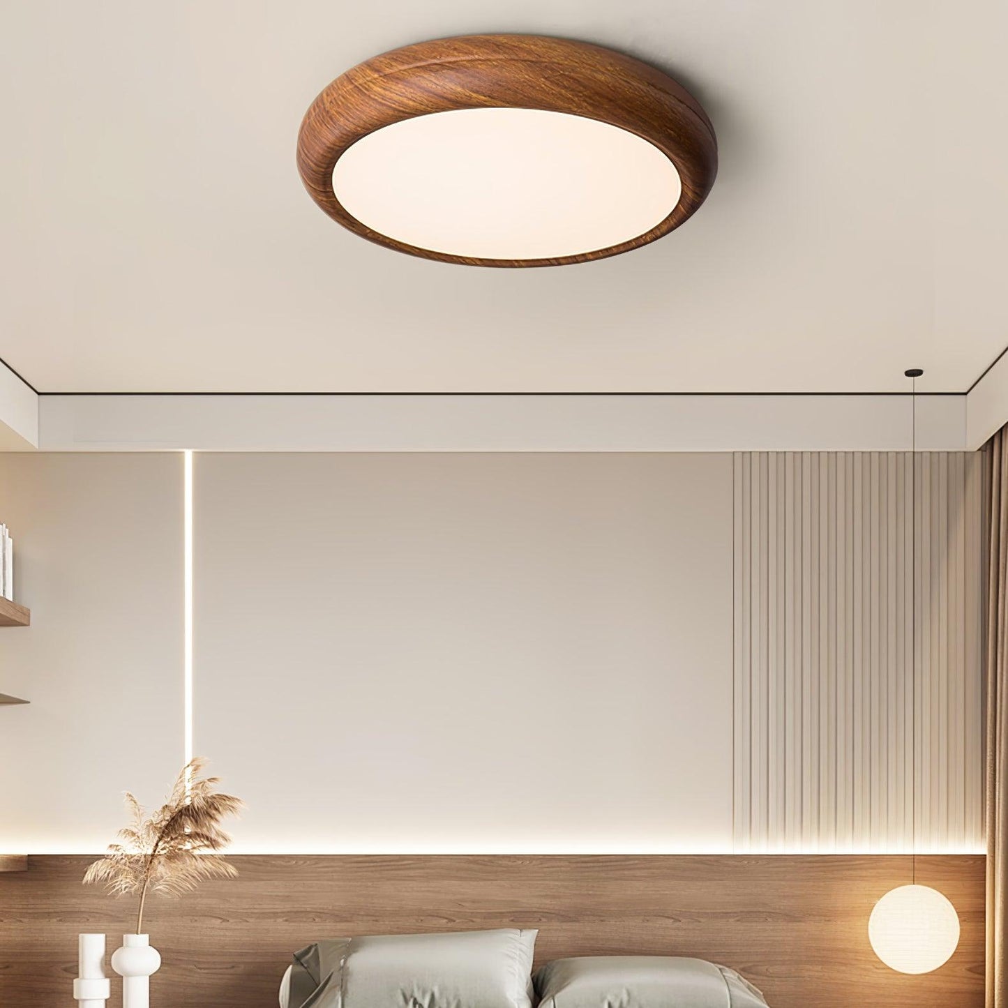 Wood Grain Ceiling Lamp | Nordic Acrylic & Metal | Multiple Sizes Available