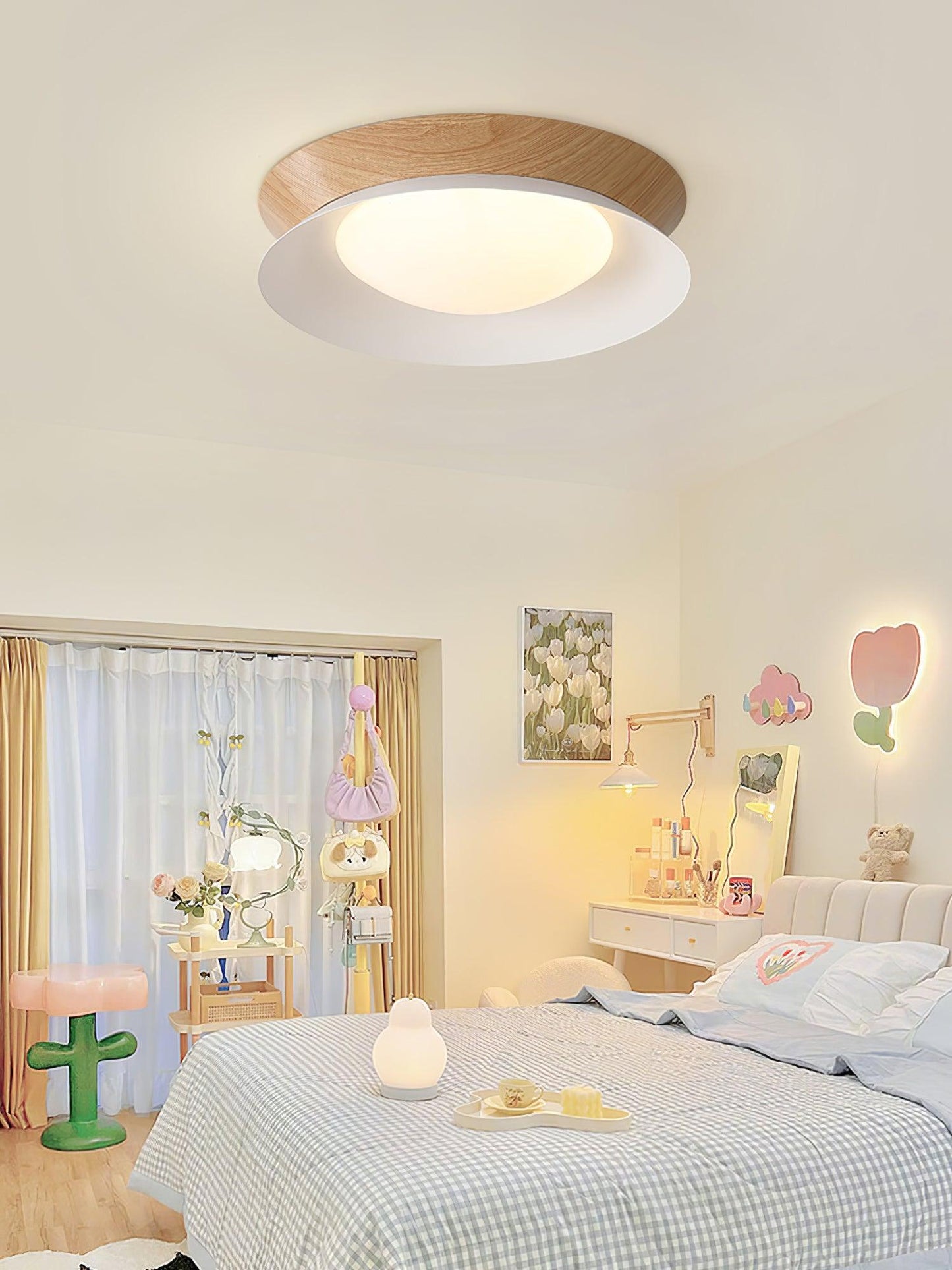 Double Half Round Ceiling Light | Metal & Acrylic | White