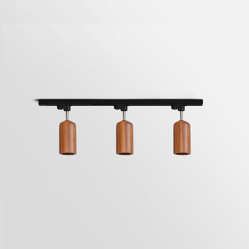 Wood Track Ceiling Lamp | Adjustable Steel & Wood | 1-4 Heads