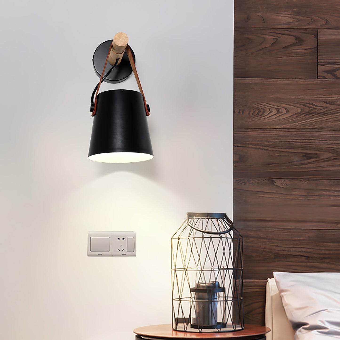 Wooden Conical Wall Light Set | Scandinavian Design | Set of 2
