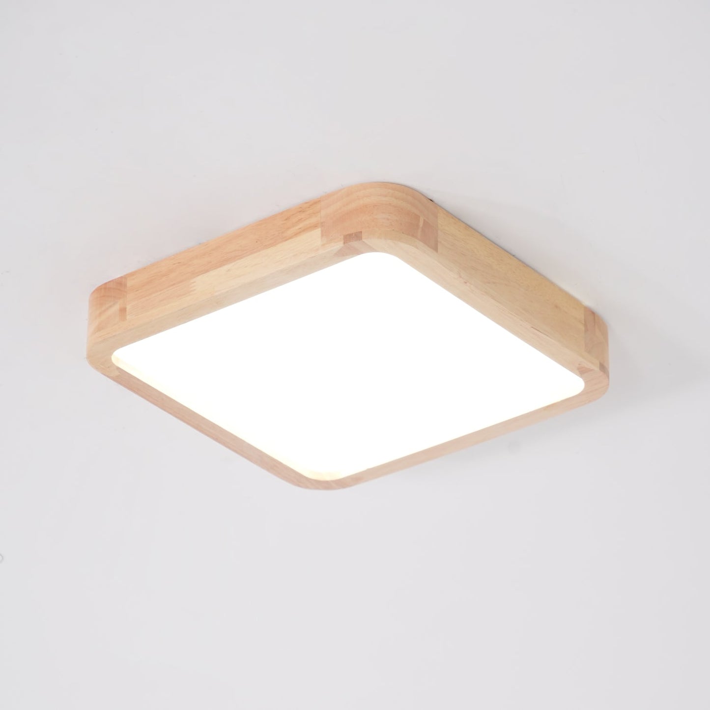 Geometric Ceiling Light | Natural Rubberwood & Acrylic | Adjustable LED