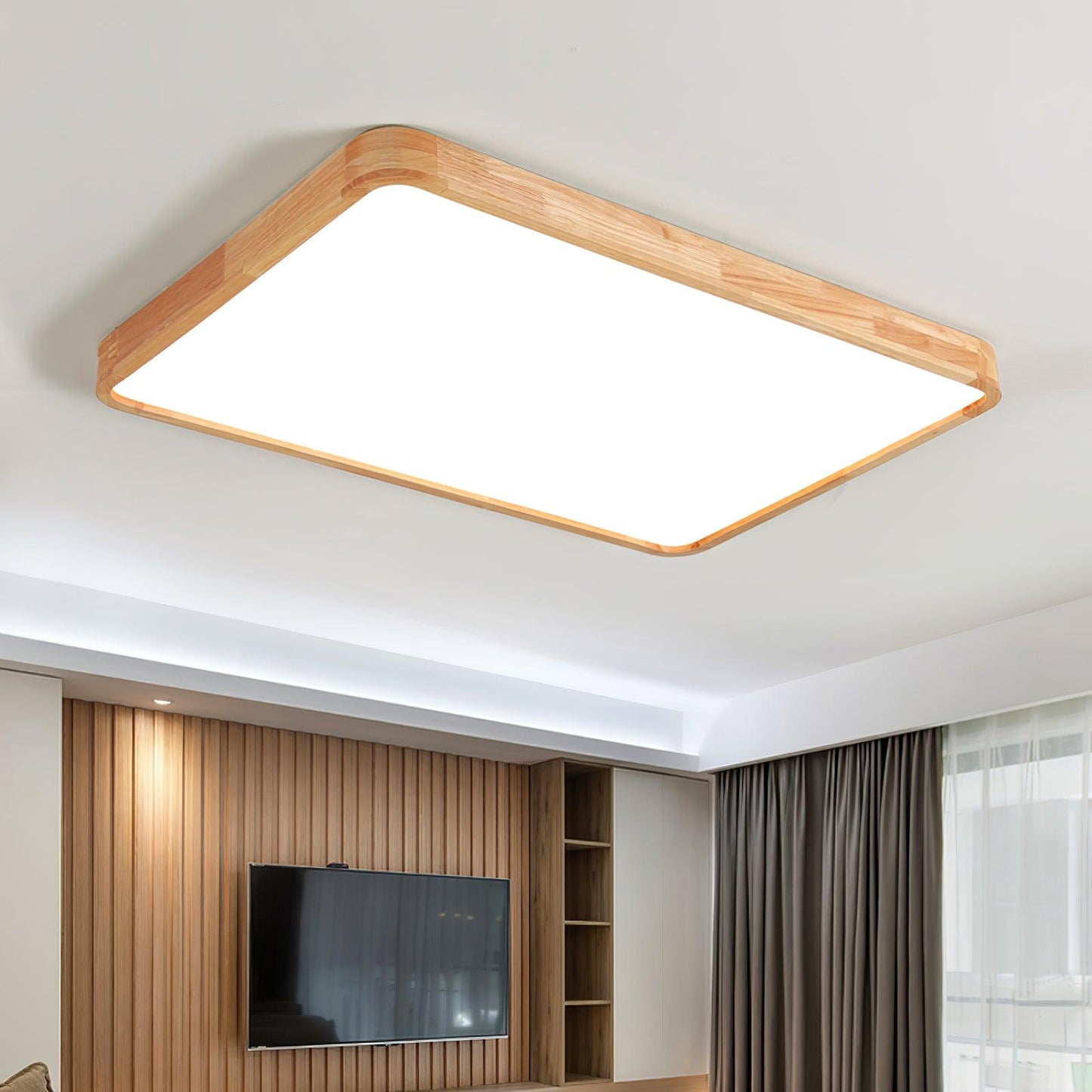 Geometric Ceiling Light | Natural Rubberwood & Acrylic | Adjustable LED