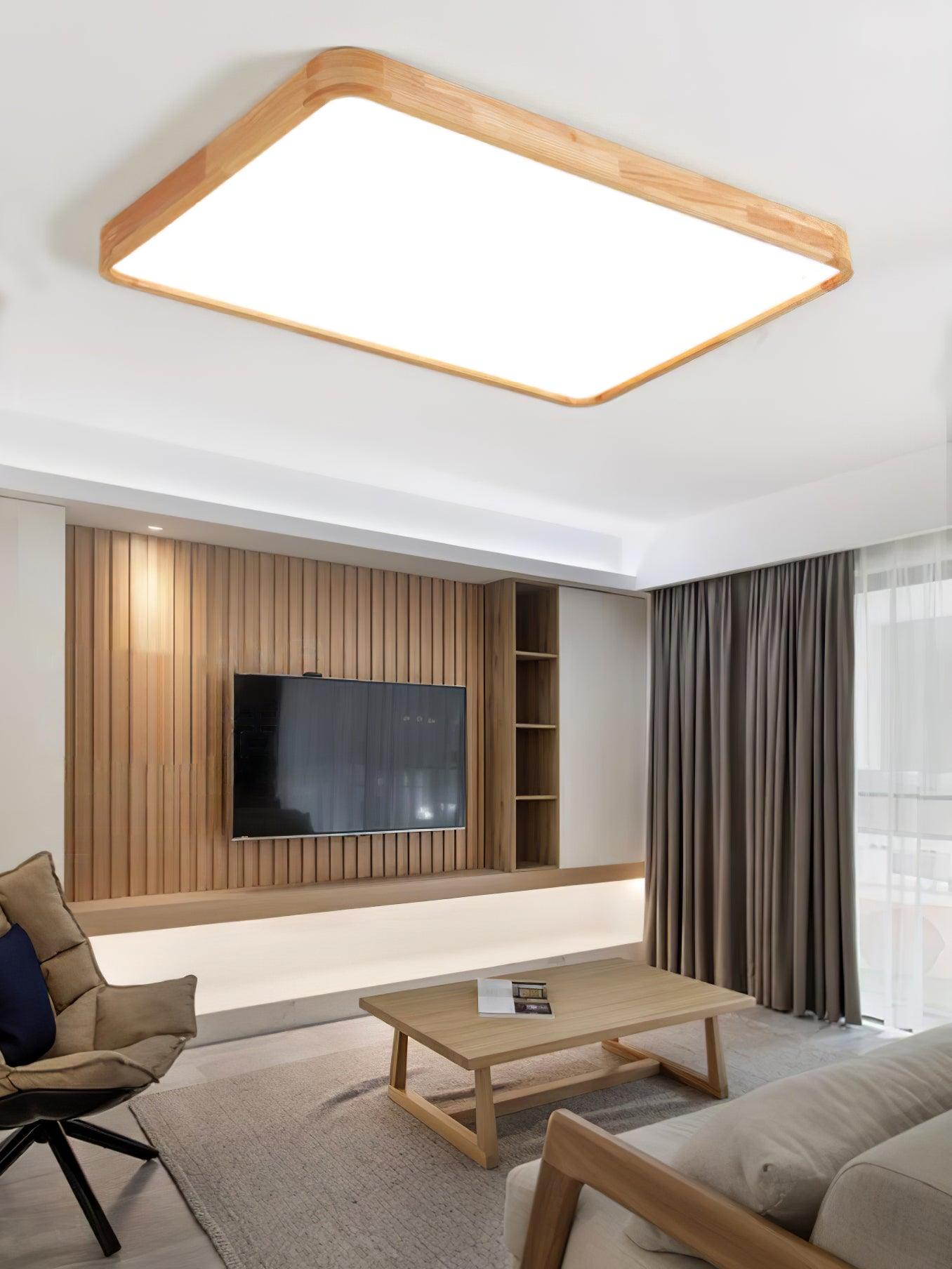 Geometric Ceiling Light | Natural Rubberwood & Acrylic | Adjustable LED