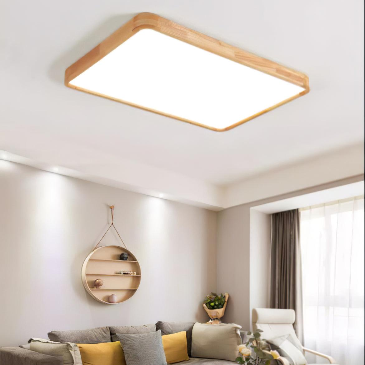 Geometric Ceiling Light | Natural Rubberwood & Acrylic | Adjustable LED