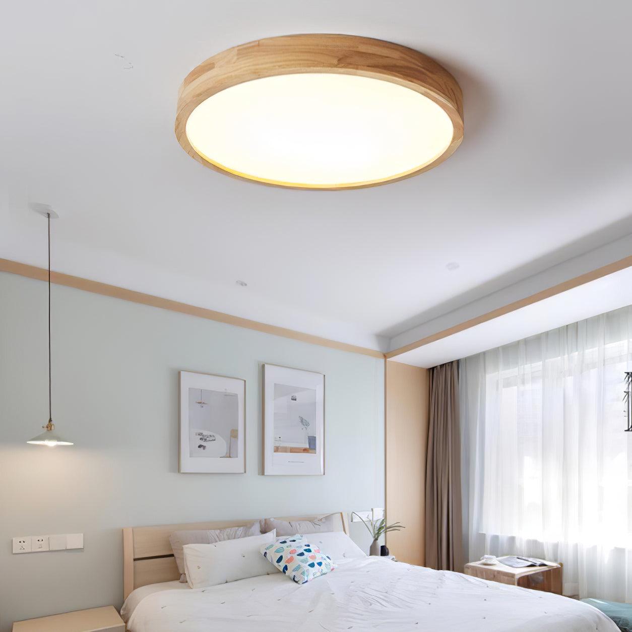 Geometric Ceiling Light | Natural Rubberwood & Acrylic | Adjustable LED