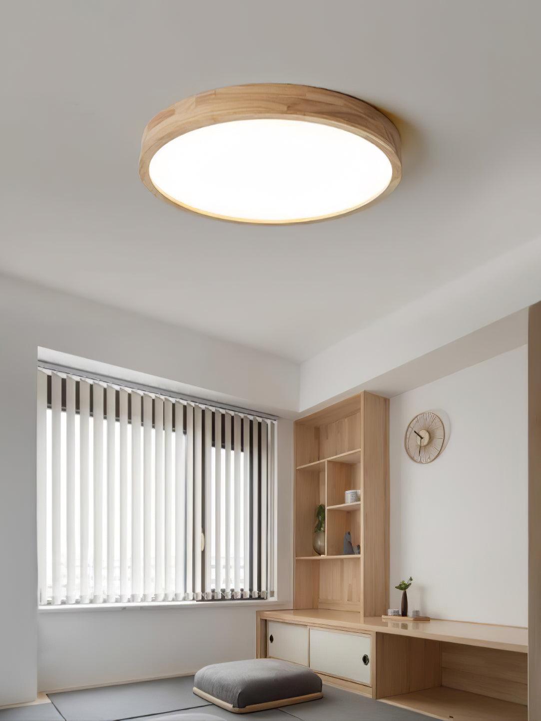 Geometric Ceiling Light | Natural Rubberwood & Acrylic | Adjustable LED
