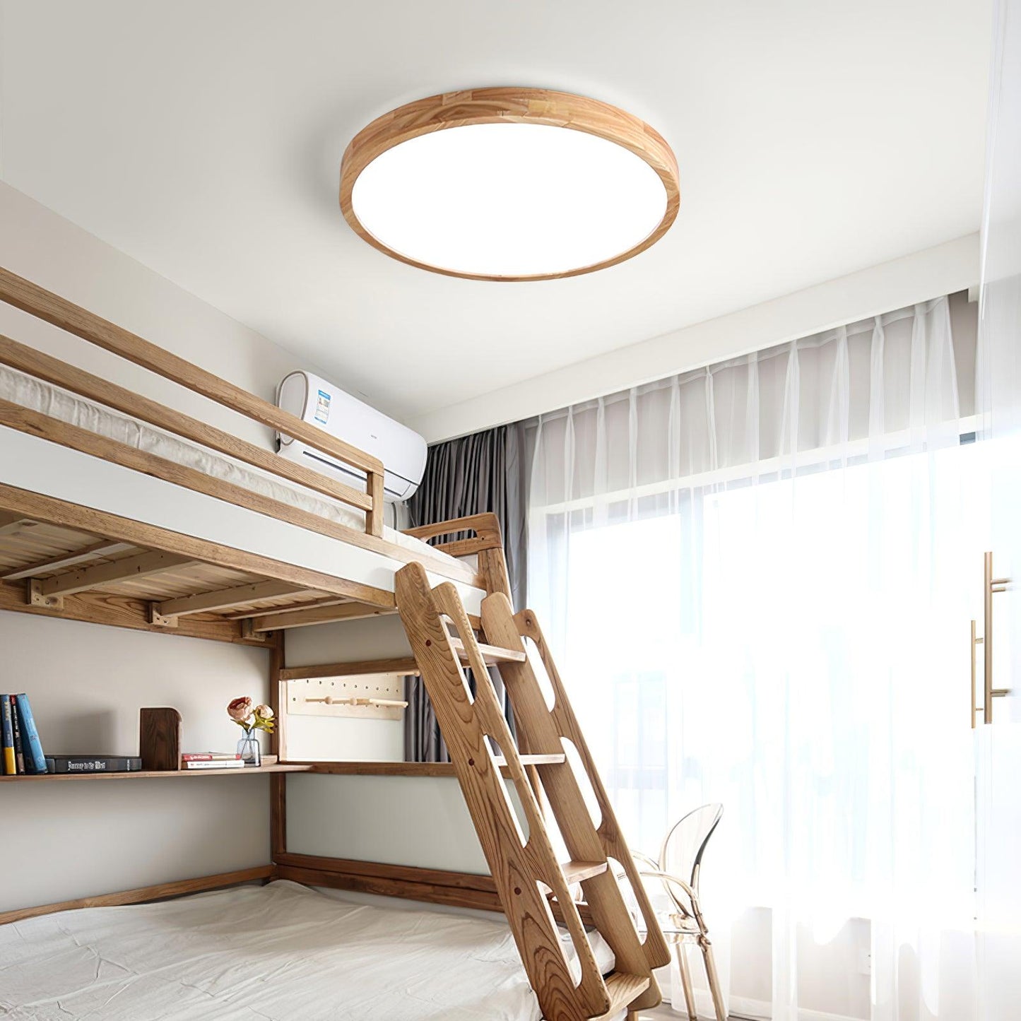 Geometric Ceiling Light | Natural Rubberwood & Acrylic | Adjustable LED