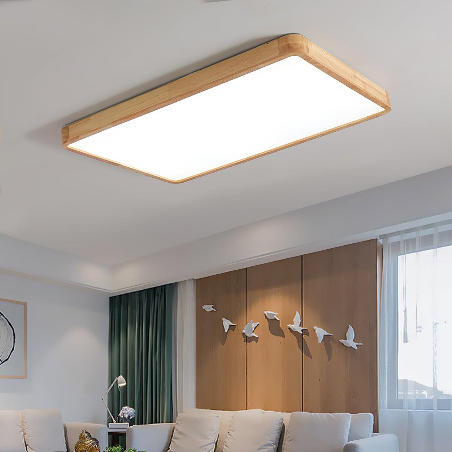 Geometric Ceiling Light | Natural Rubberwood & Acrylic | Adjustable LED