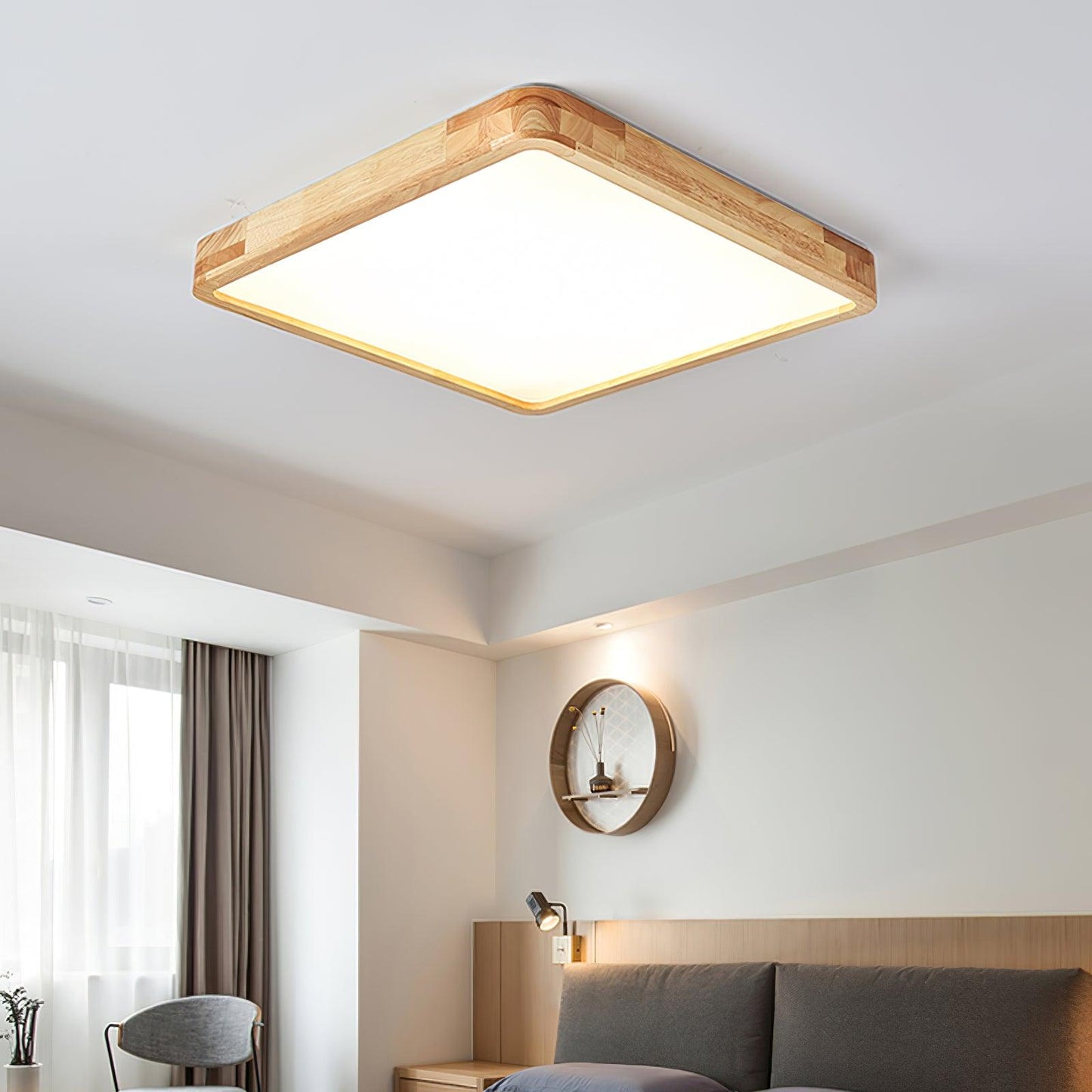 Geometric Ceiling Light | Natural Rubberwood & Acrylic | Adjustable LED