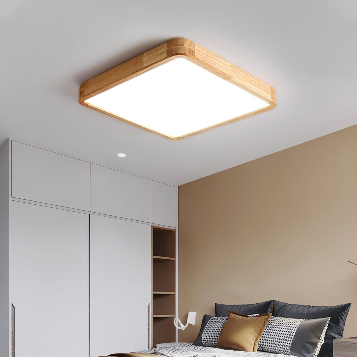 Geometric Ceiling Light | Natural Rubberwood & Acrylic | Adjustable LED