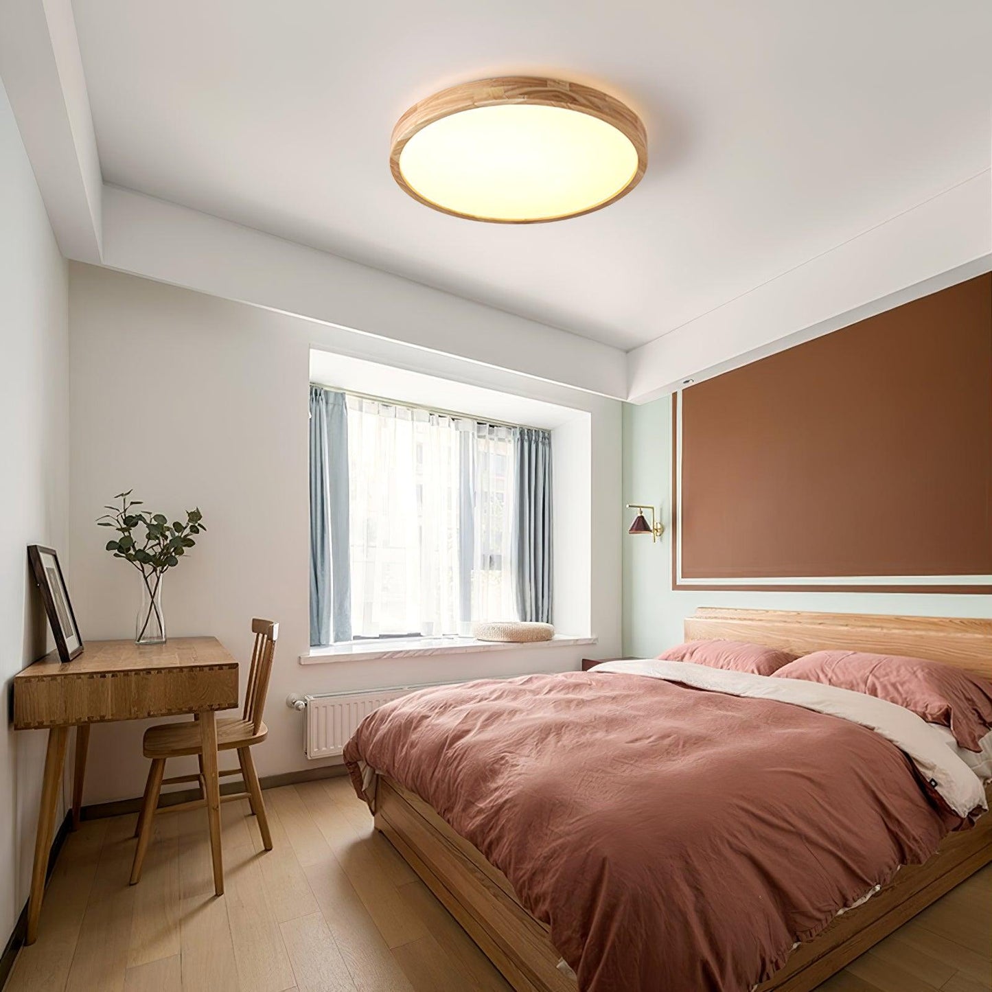 Geometric Ceiling Light | Natural Rubberwood & Acrylic | Adjustable LED