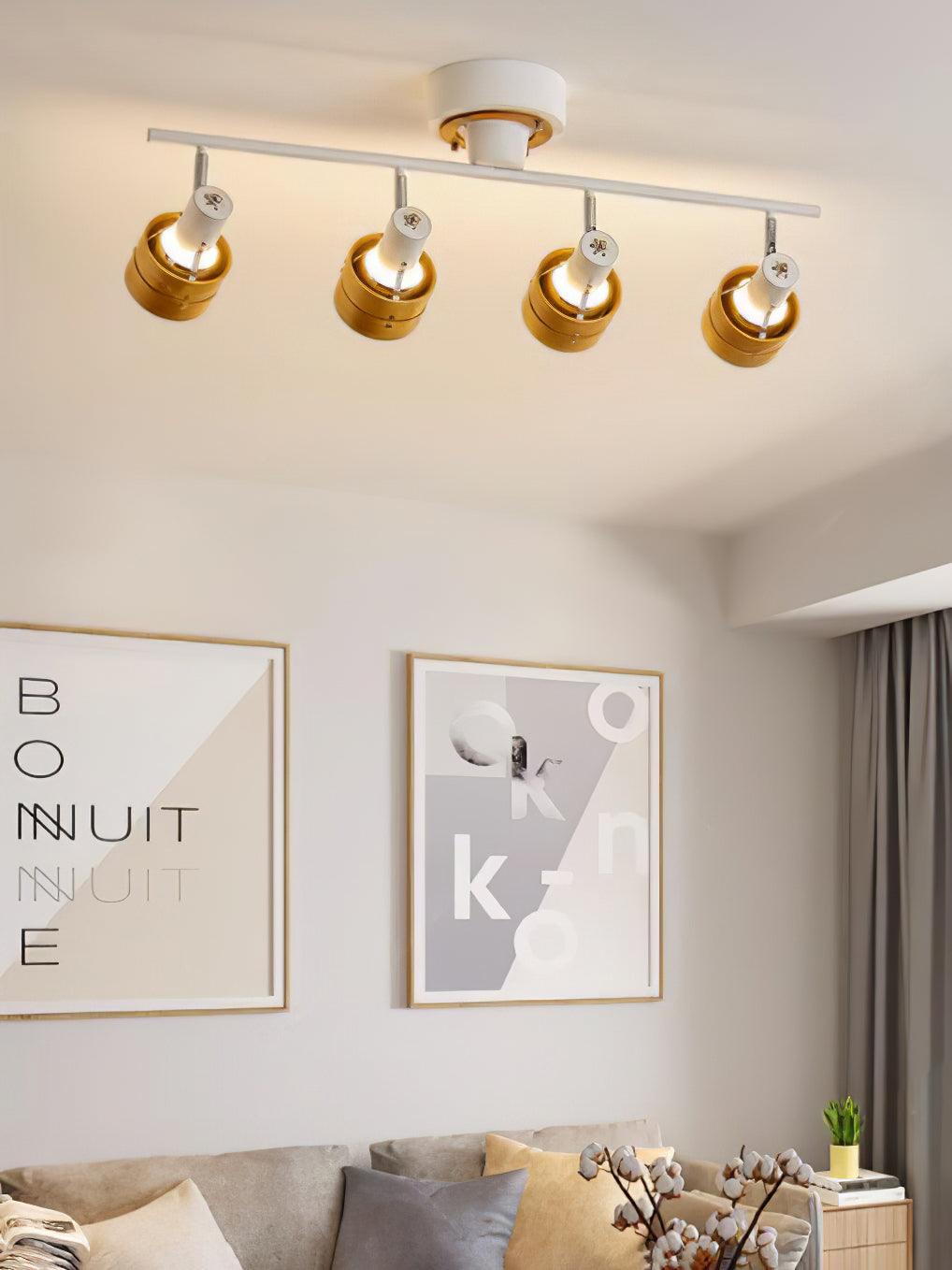 Adjustable Ceiling Lamp | Oak/Walnut Finish | 4 Spotlights