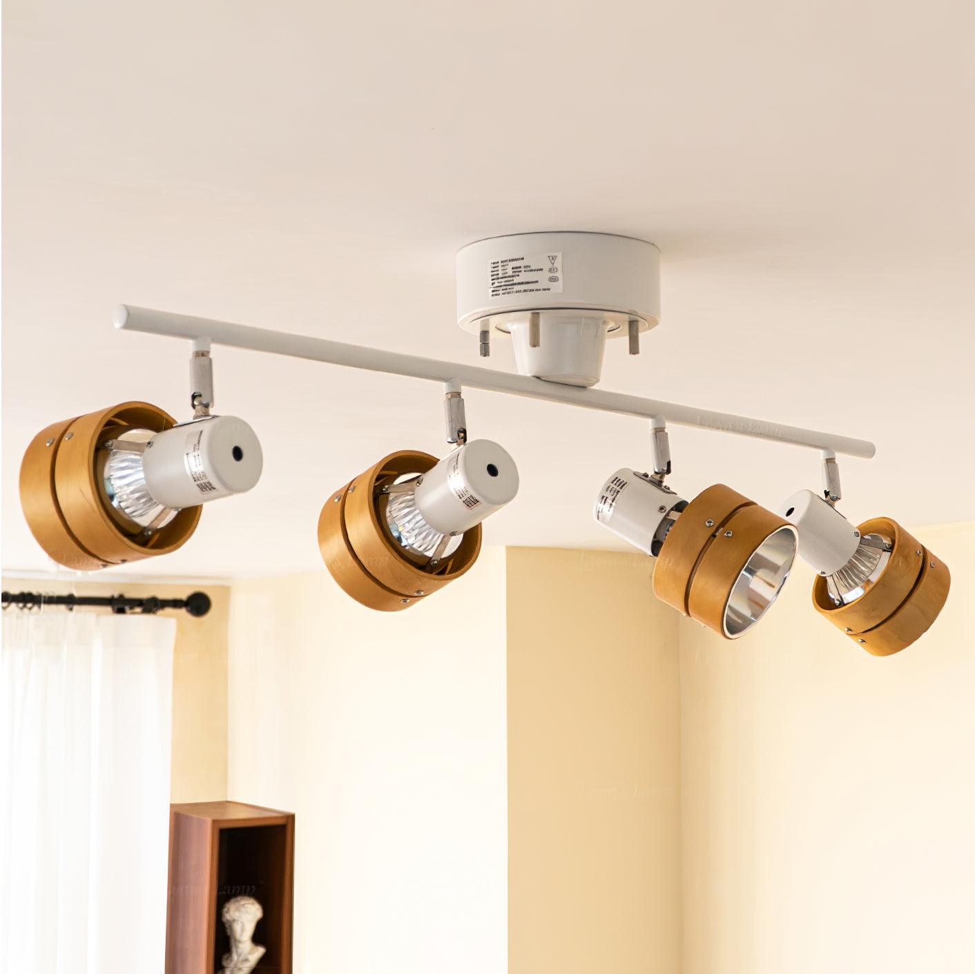 Adjustable Ceiling Lamp | Oak/Walnut Finish | 4 Spotlights