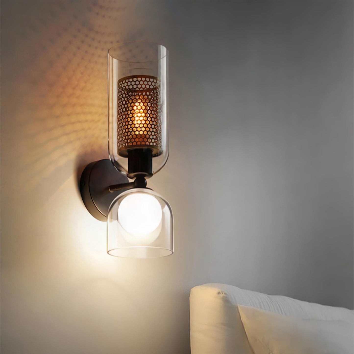 Zachary Wall Lamp Set | Glass & Metal | Black | 2 Lights
