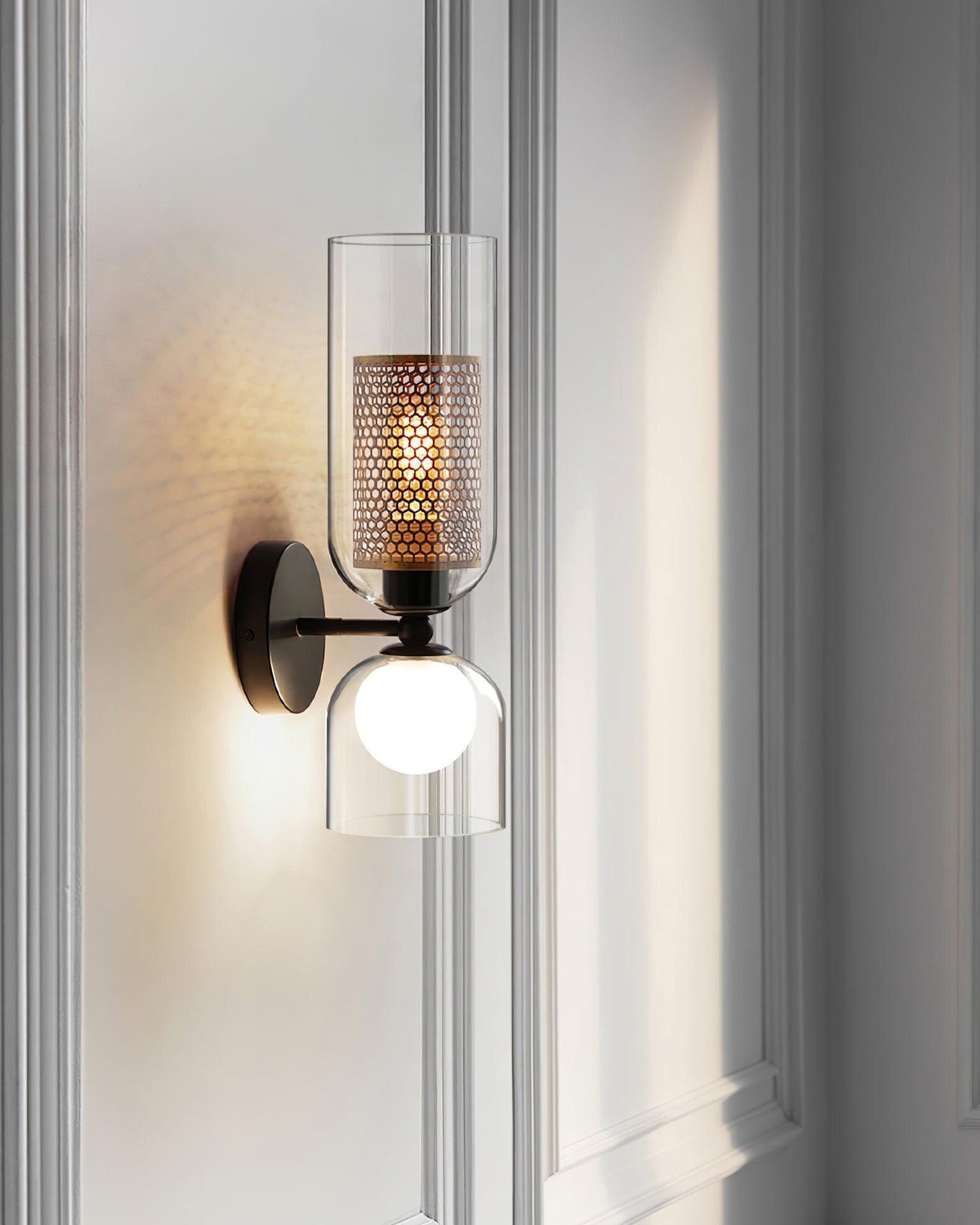 Zachary Wall Lamp Set | Glass & Metal | Black | 2 Lights