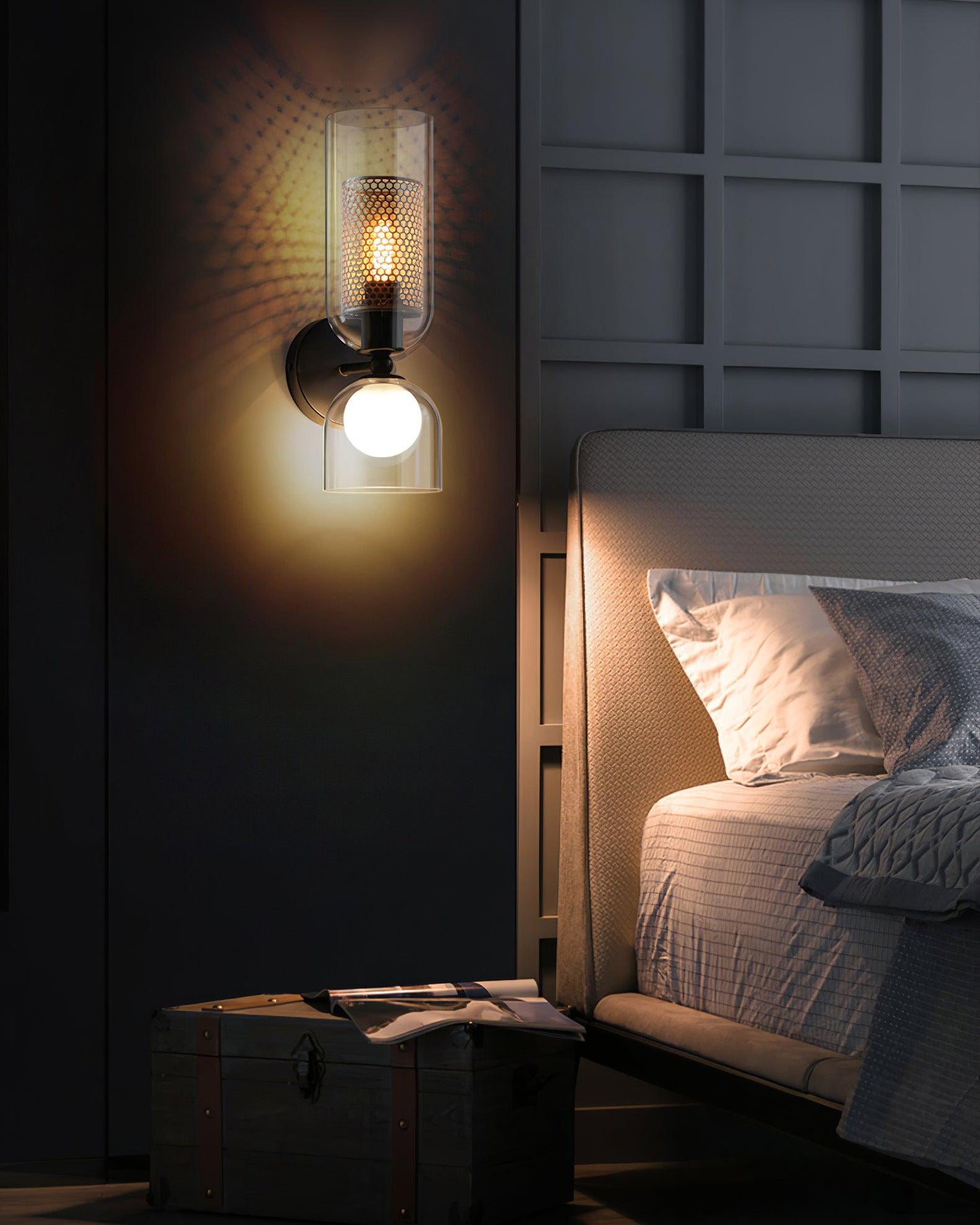 Zachary Wall Lamp Set | Glass & Metal | Black | 2 Lights