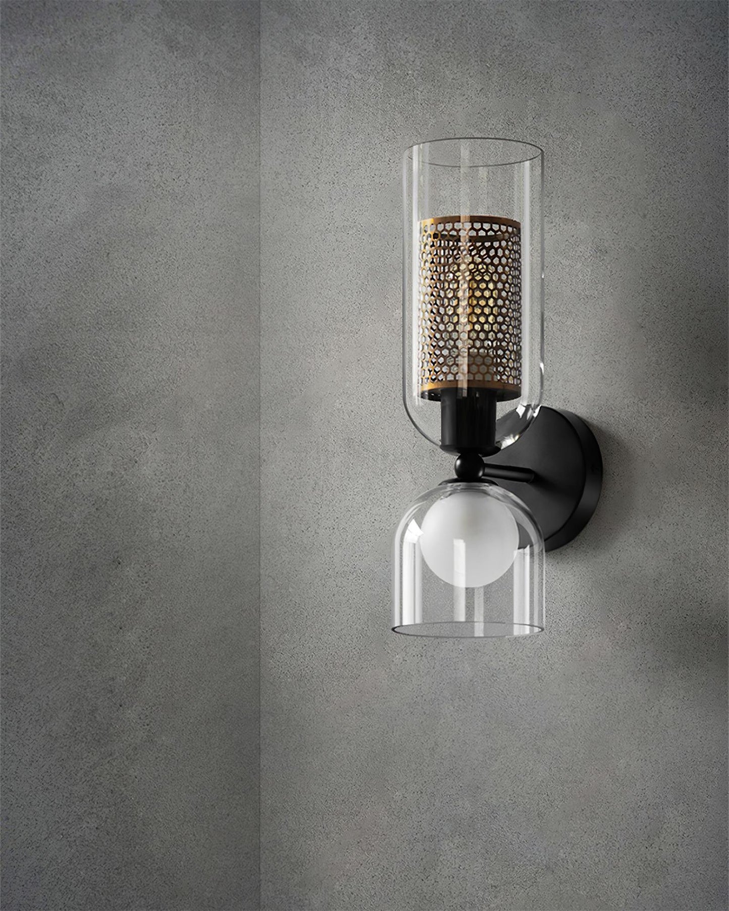 Zachary Wall Lamp Set | Glass & Metal | Black | 2 Lights