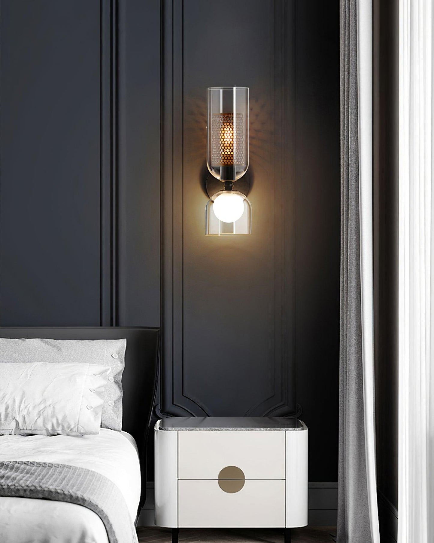 Zachary Wall Lamp Set | Glass & Metal | Black | 2 Lights
