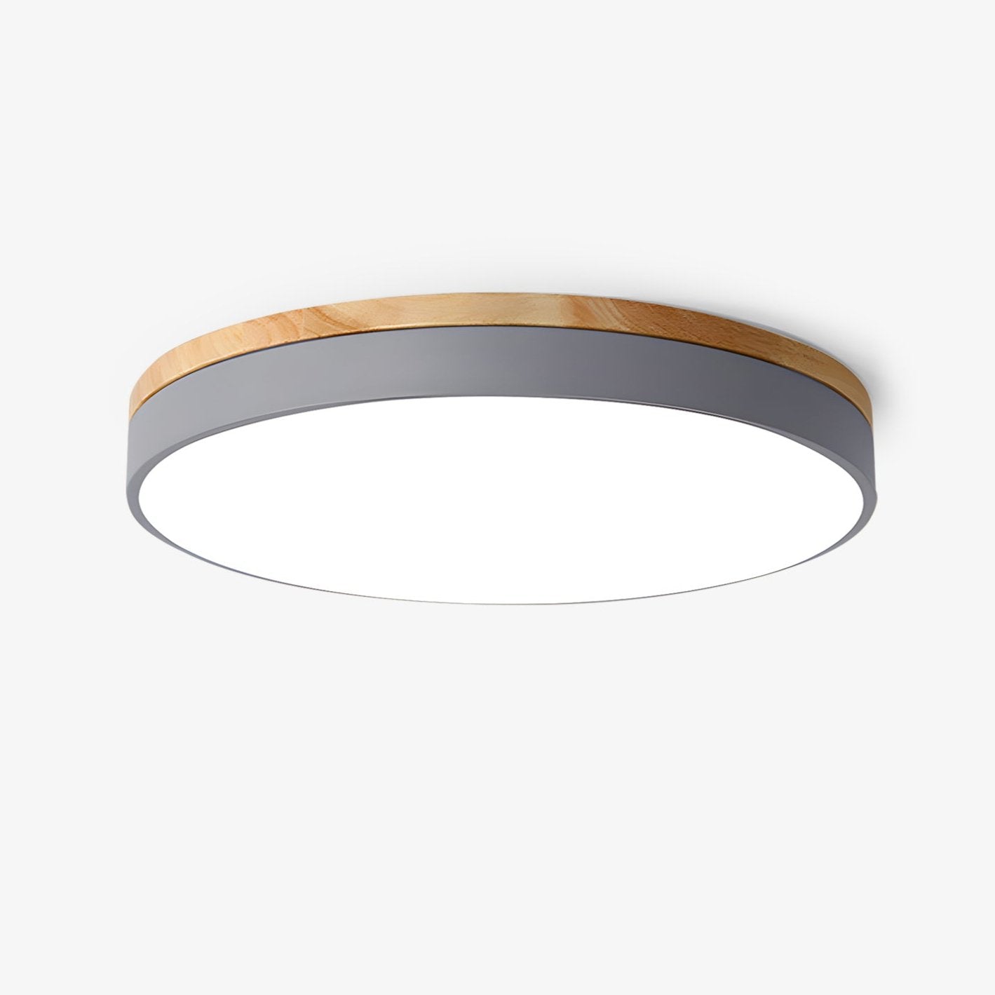 Zara Circular Ceiling Lamp | Wood & Matte Grey Frame | 30cm, 40cm, 50cm Options