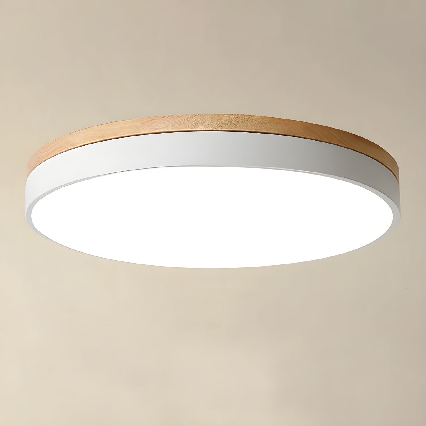 Zara Circular Ceiling Lamp | Wood & Matte Grey Frame | 30cm, 40cm, 50cm Options
