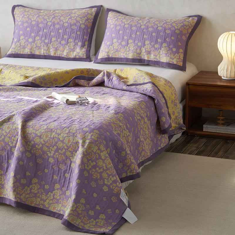 Rustic Floral Quilt | 100% Organic Cotton | Purple | Full/Queen/King Options