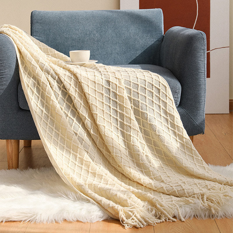 Knitted Prismatic Pattern Blanket | Acrylic Fiber | 127cm x 152cm