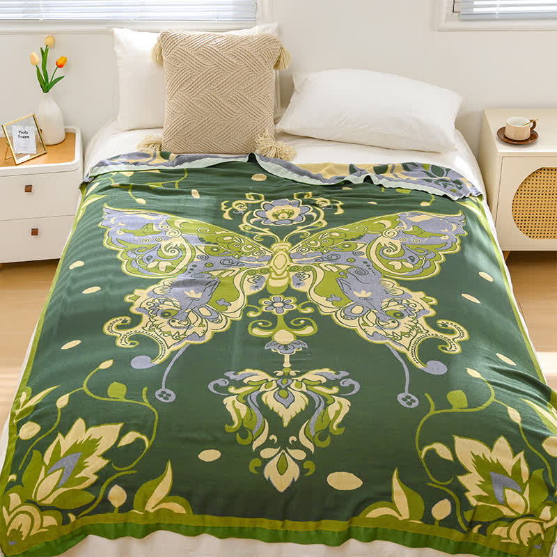 Vintage Butterfly Blanket | Bamboo Fiber | Full Size 59"x79"