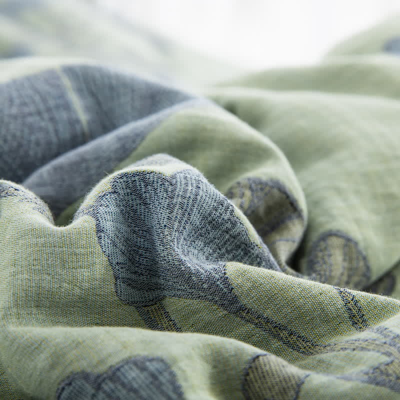 Rustic Ginkgo Leaf Bedding Set | 100% Organic Cotton | Includes Quilt & 2 Pillowcases