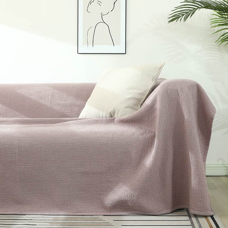 Plaid Sofa Blanket | Soft Cotton Gauze | Single Piece