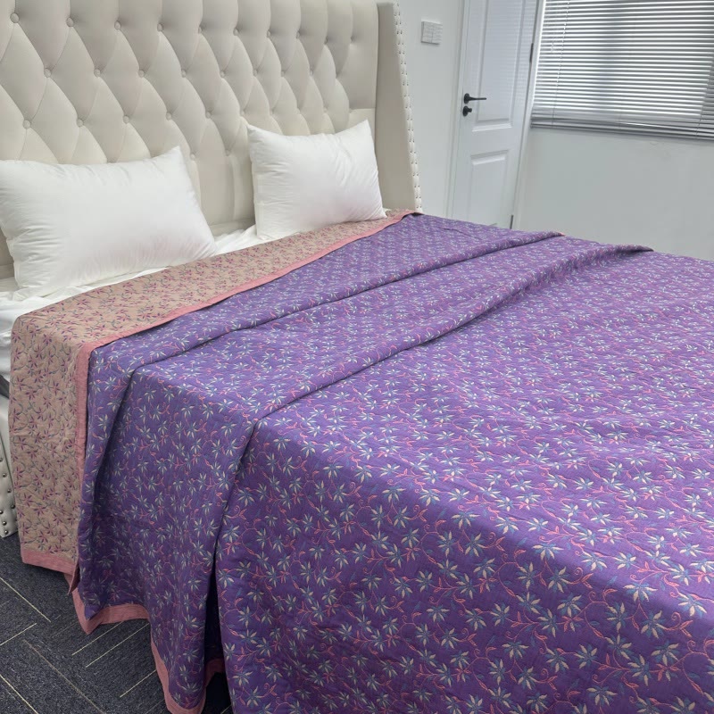 Organic Cotton Reversible Floral Quilt | Eco-Friendly & Soft | Available in Full, Queen, King Sizes