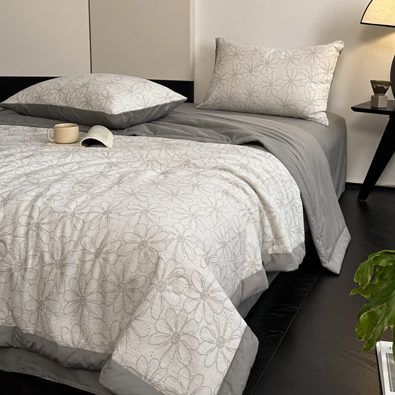 Jacquard Daisy Bedding Set | Cotton Gauze | 4 Pieces