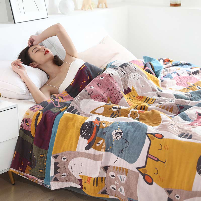 Cotton Quilt | Reversible Cute Cat Design | Full Size