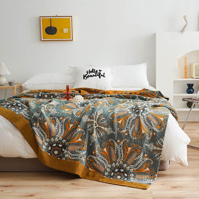 Floral Cotton Quilt | Organic Cotton | Dark Cyan